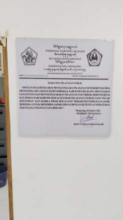 MAKLUMAT PELAYANAN PEMERINTAH DESA MENGENING